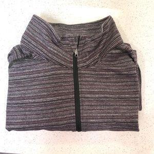 NICE Mens Lululemon 1/4 Zip Brown Heather Stripe Long Sleeve Shirt Large